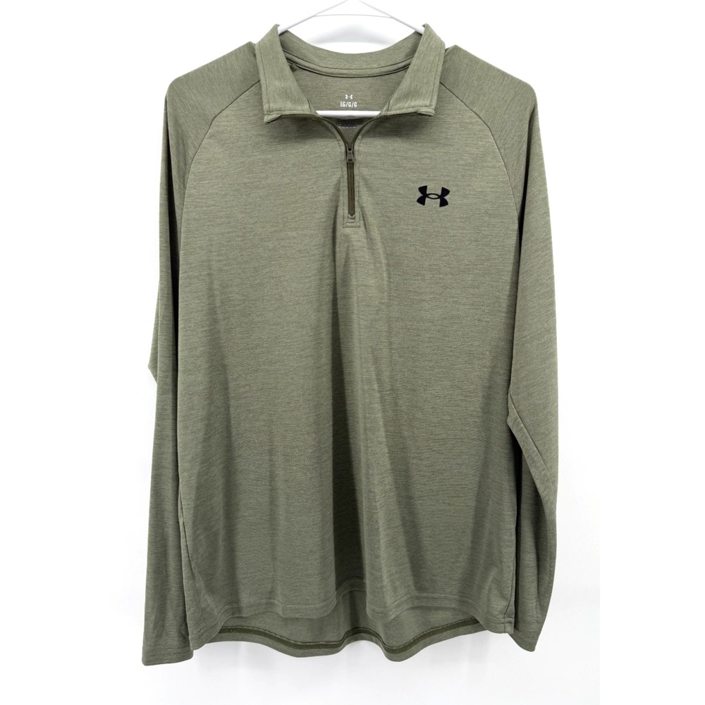 Under Armour 1/4 Zip Pullover Loose Performance Golf Green Shirt Men L Athletic